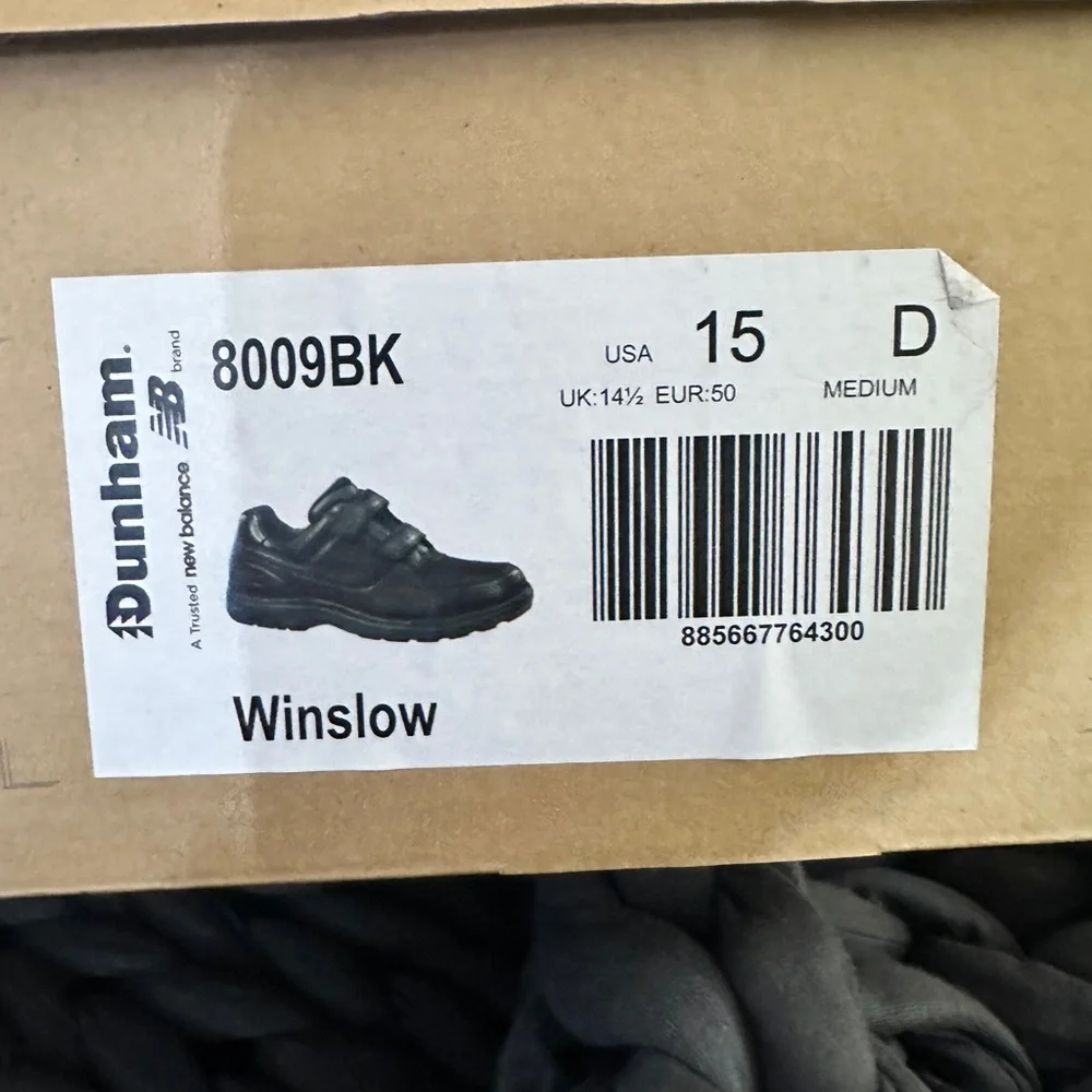 Dunham Black New Balance Winslow‎ Leather Velcro Oxford Sneakers 15 USA